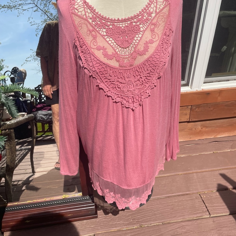 Pink Lace Boho Top